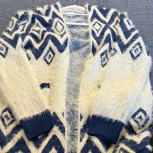 Stylish Women's Blue and White Cardigan